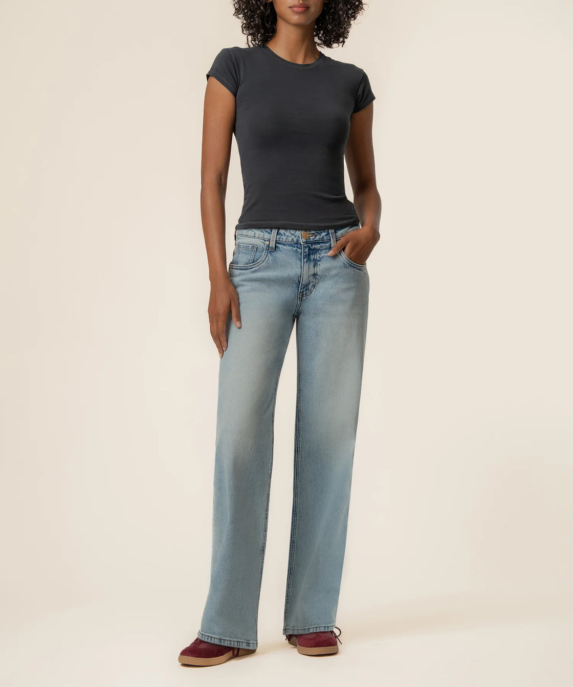 Selena Baggy Low Rise Straight Leg in Enthusiastic Wash