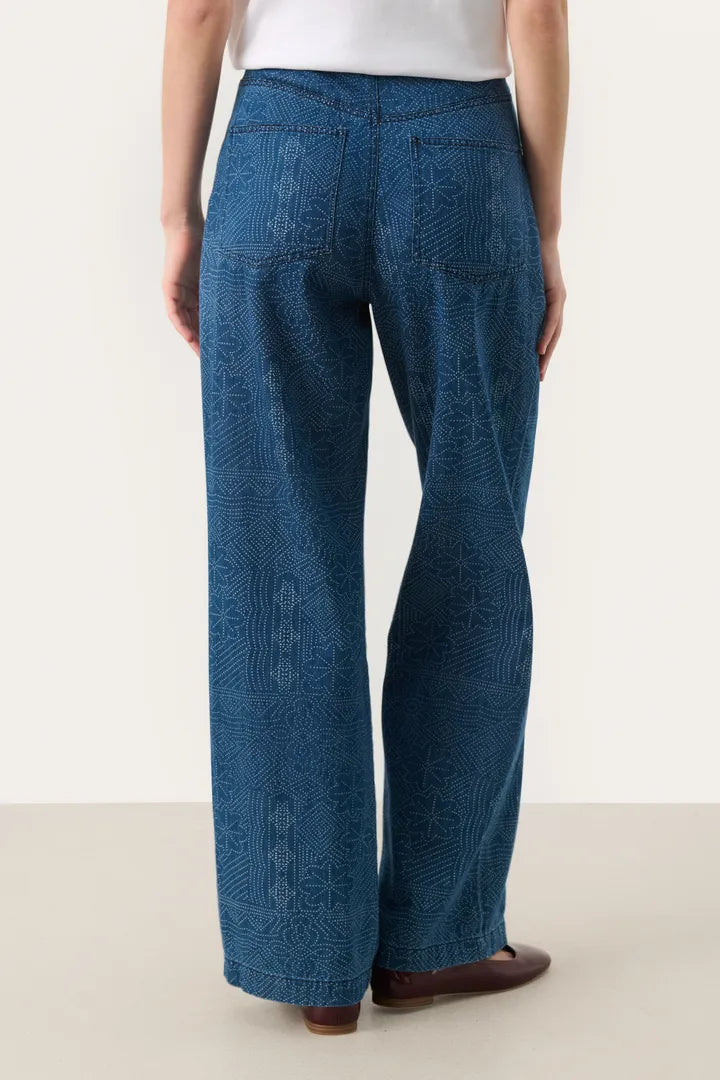 Thara Trousers Denim Dot Print