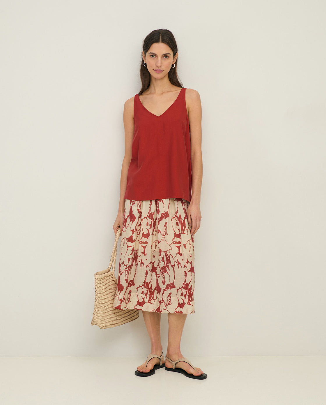 Dark Red Printed Skirt