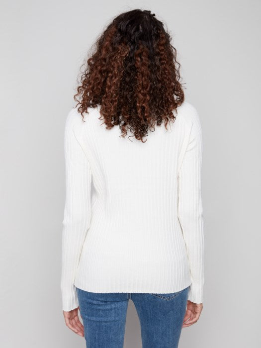 Ribbed Knit Mock Neck Sweater