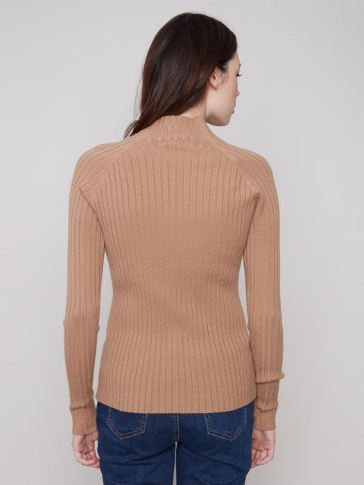 Ribbed Knit Mock Neck Sweater
