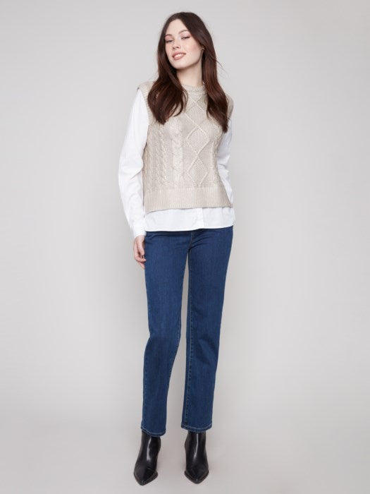 Cable Foil Knit Vest