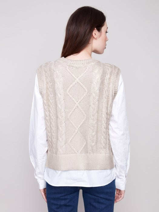 Cable Foil Knit Vest