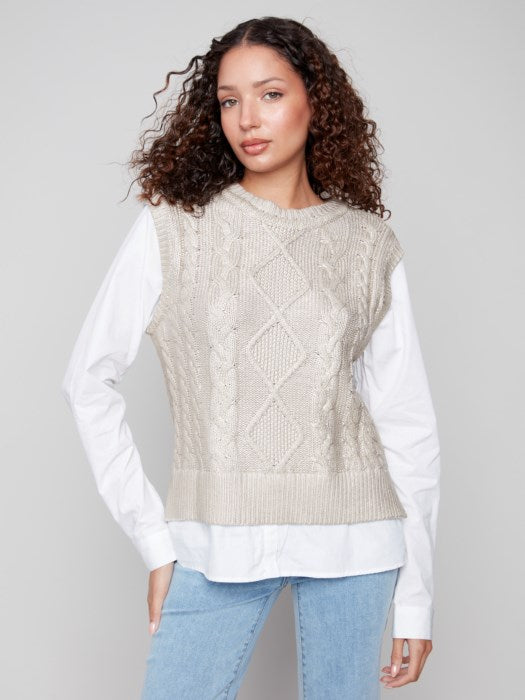 Cable Foil Knit Vest