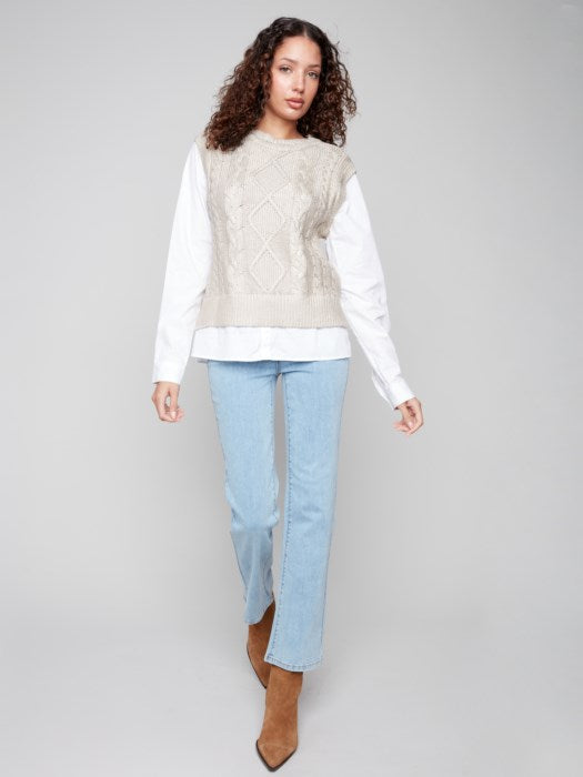 Cable Foil Knit Vest