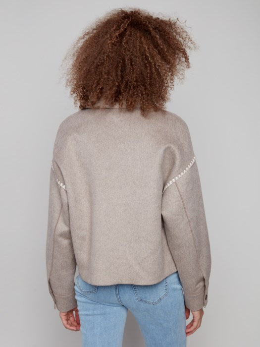 Double Face Wool Jacket with Blanket Stitch