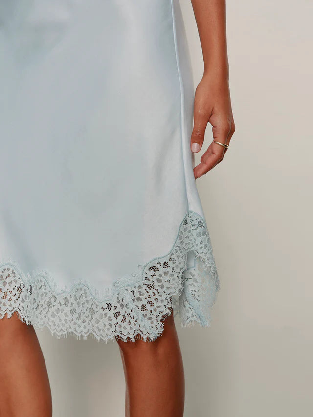 Effortless Lace Slip Skirt Blue Aura