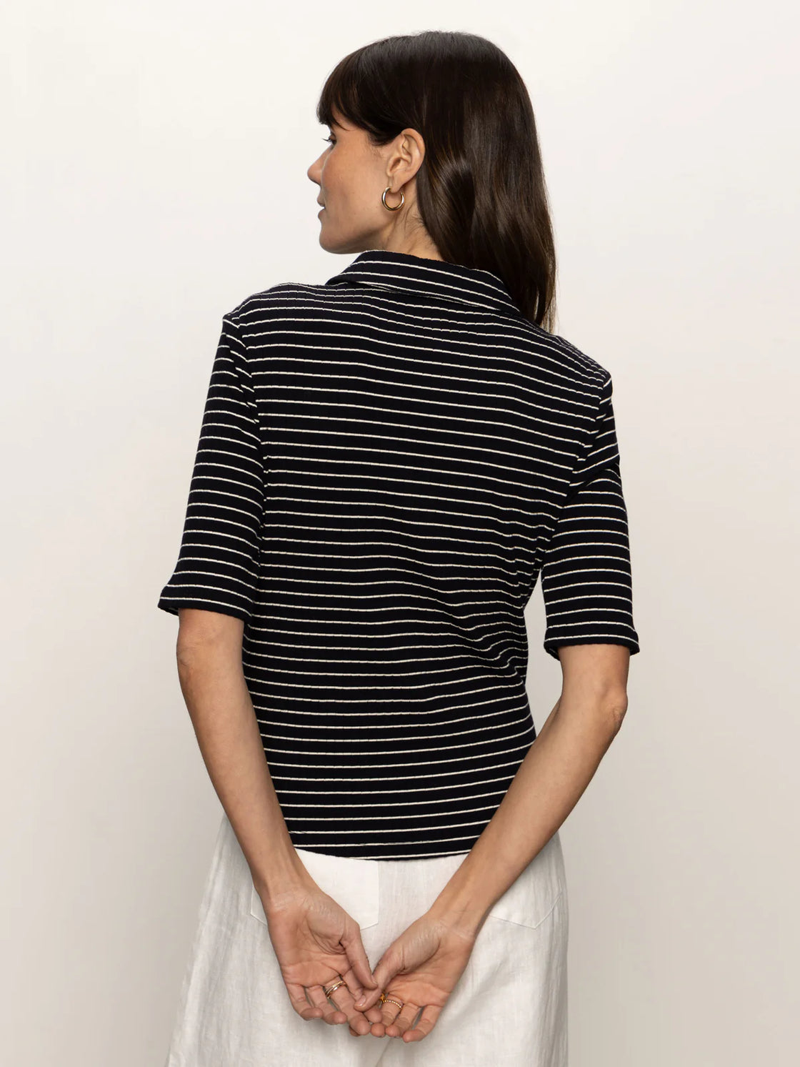 Half Dleeve Ribbed Knit Shirt