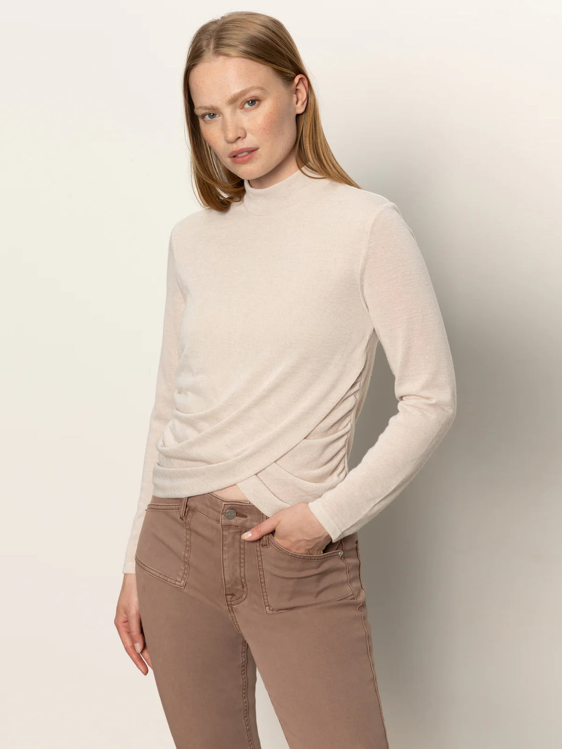 Draped Mock Neck