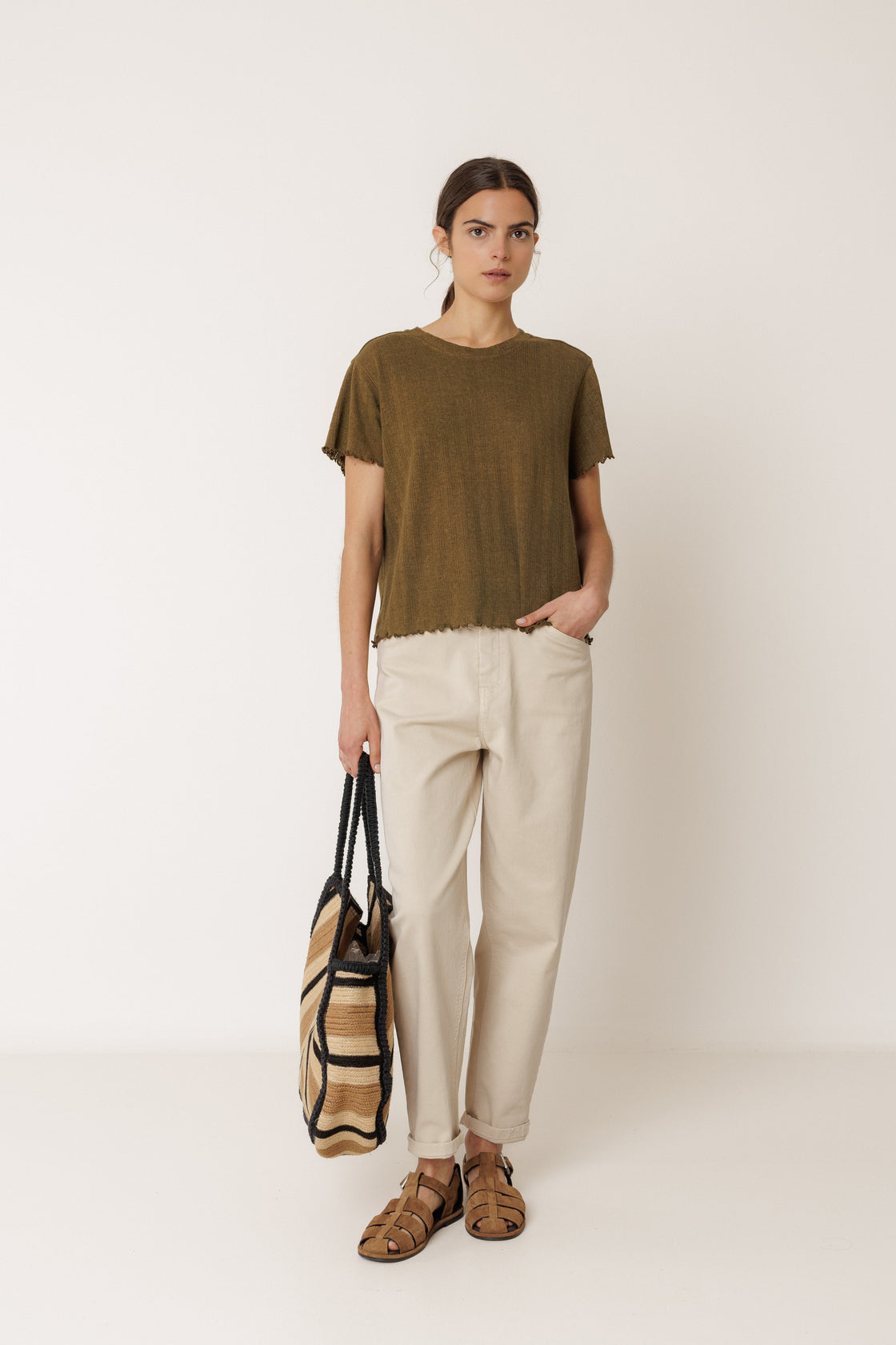 Cropped Rib Shirt