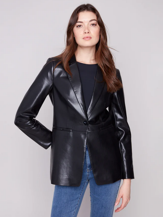 Faux Leather Blazer