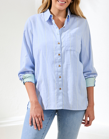 Chambray + Yellow Lime Stripe