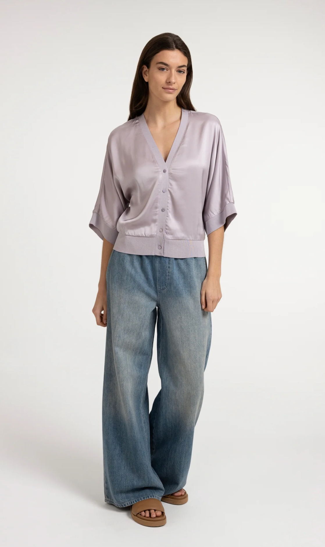 Iris Purple Satin Cardigan