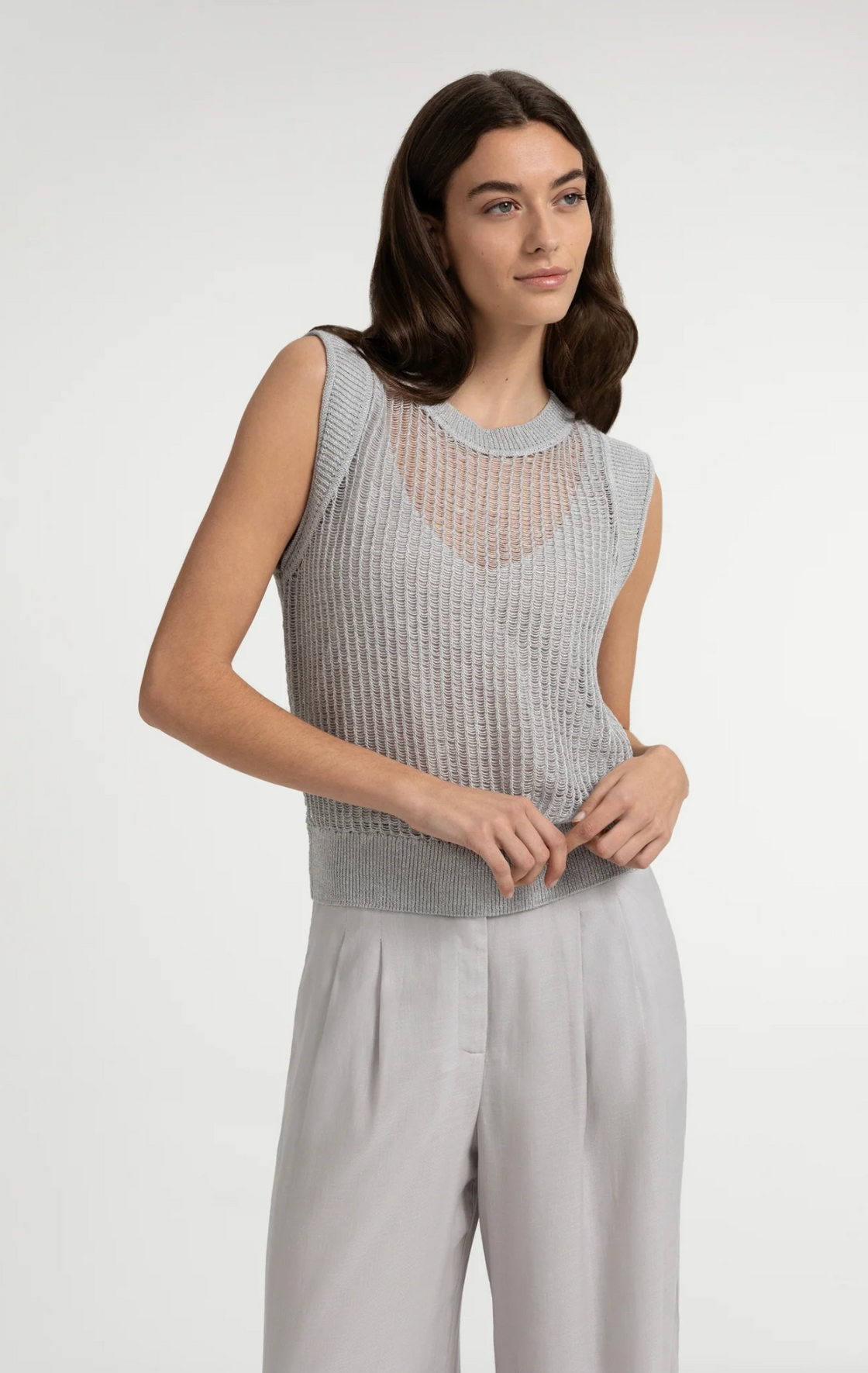 Light Grey Melange Sleeveless Sweater