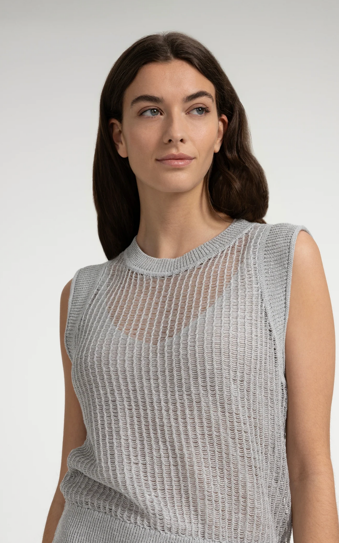 Light Grey Melange Sleeveless Sweater