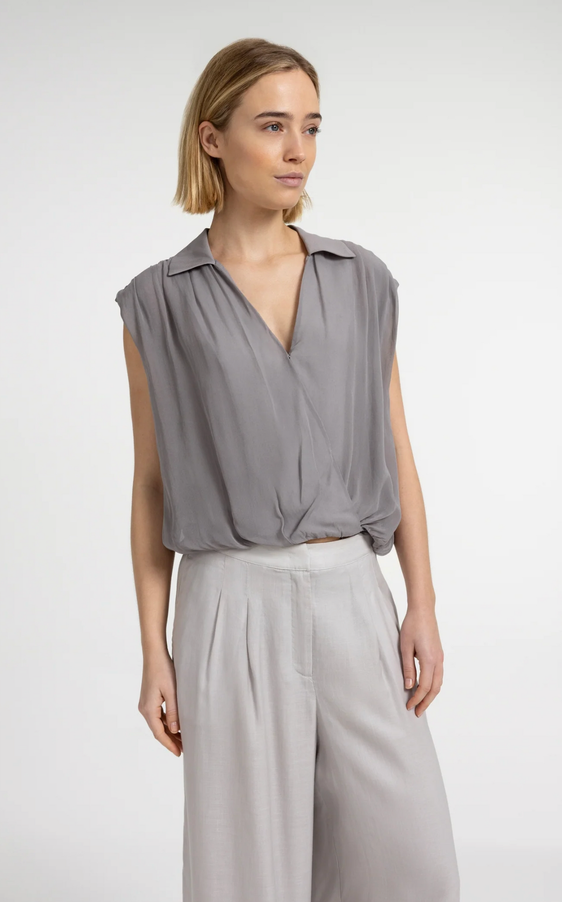 Storm Cloud Blouse with Tie