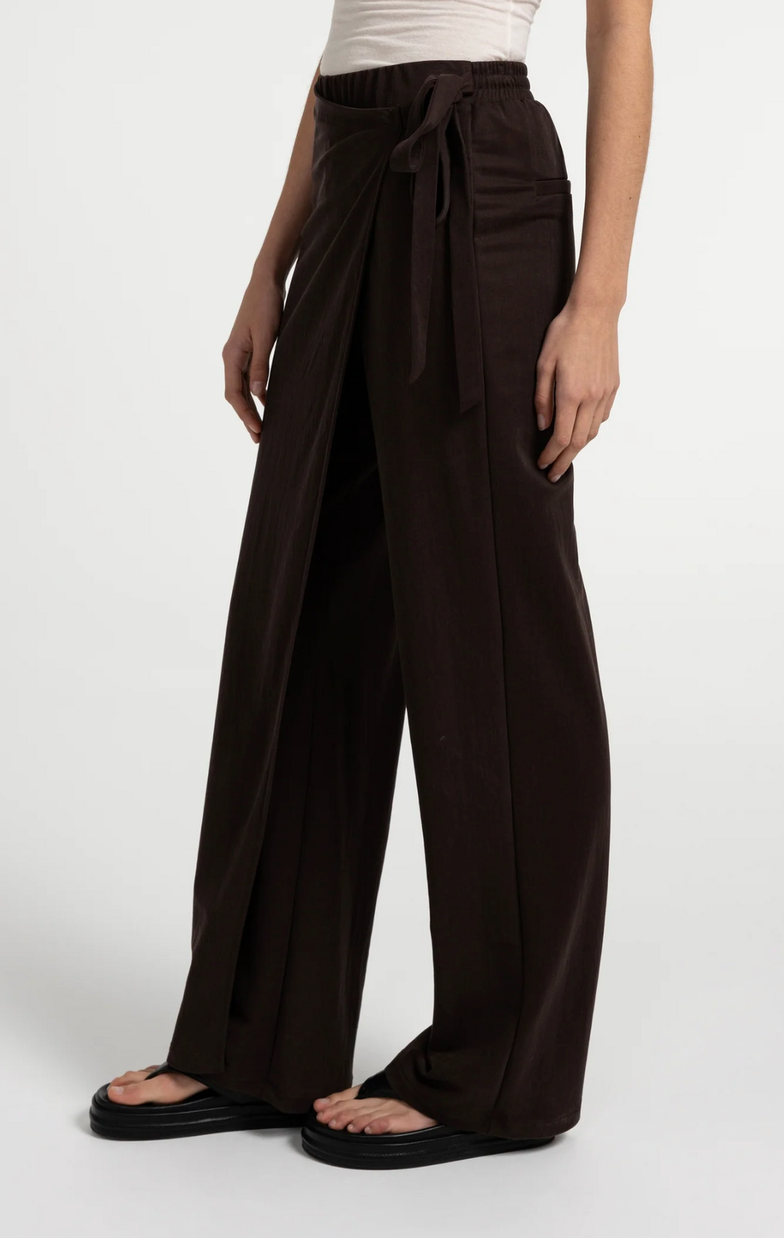 Aubergine Wide Leg Jersey Trousers with Wrap