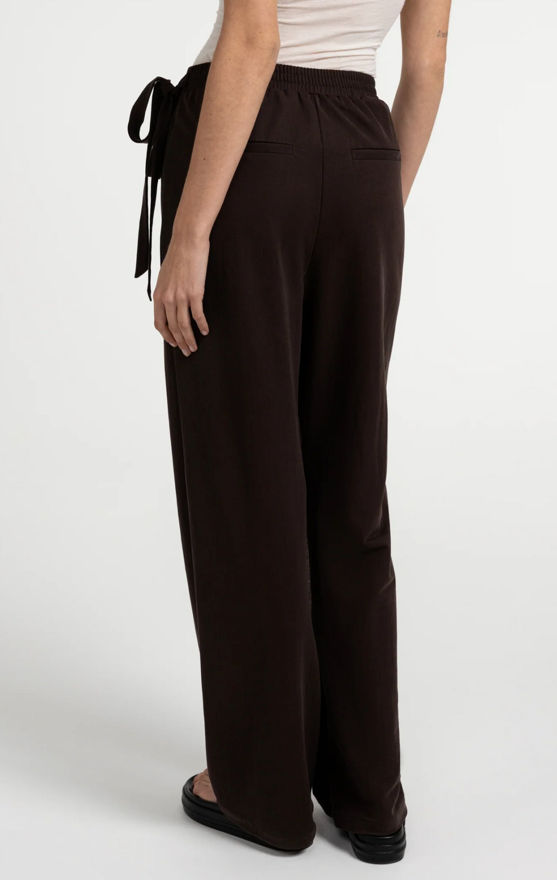 Aubergine Wide Leg Jersey Trousers with Wrap