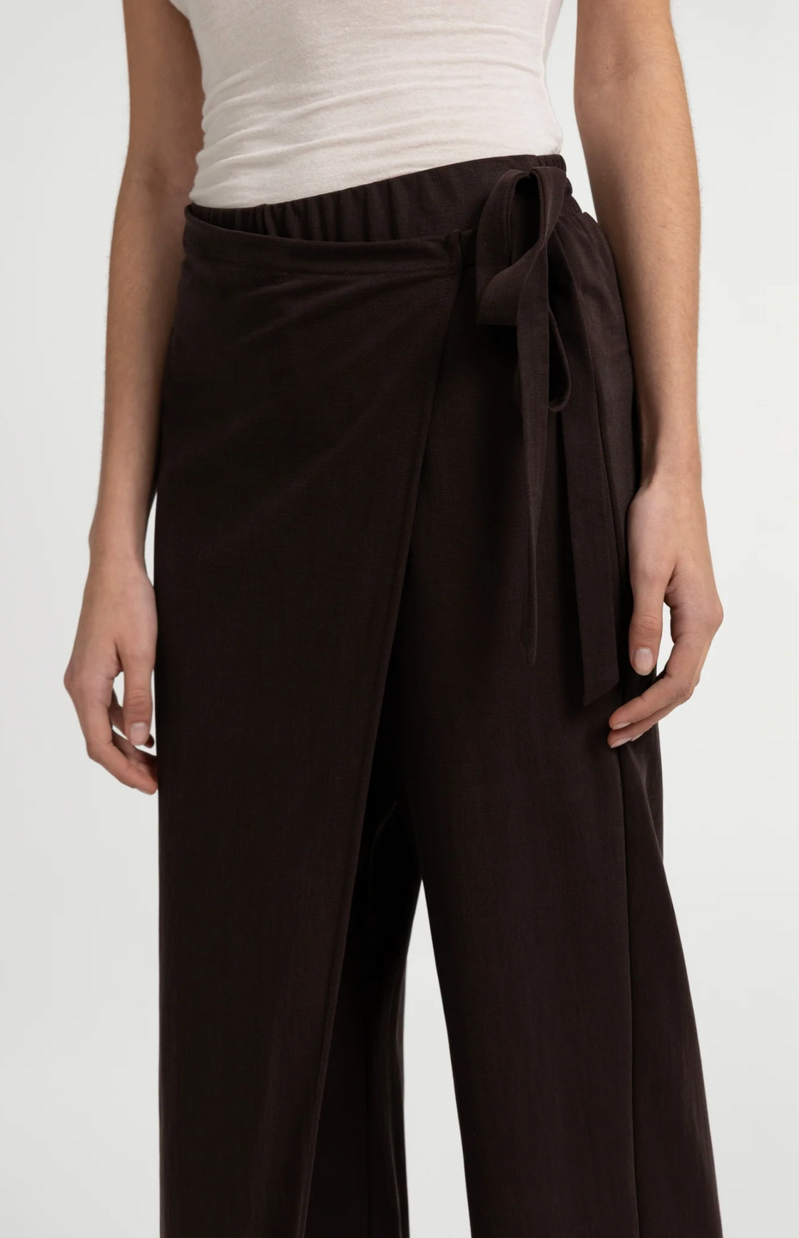 Aubergine Wide Leg Jersey Trousers with Wrap