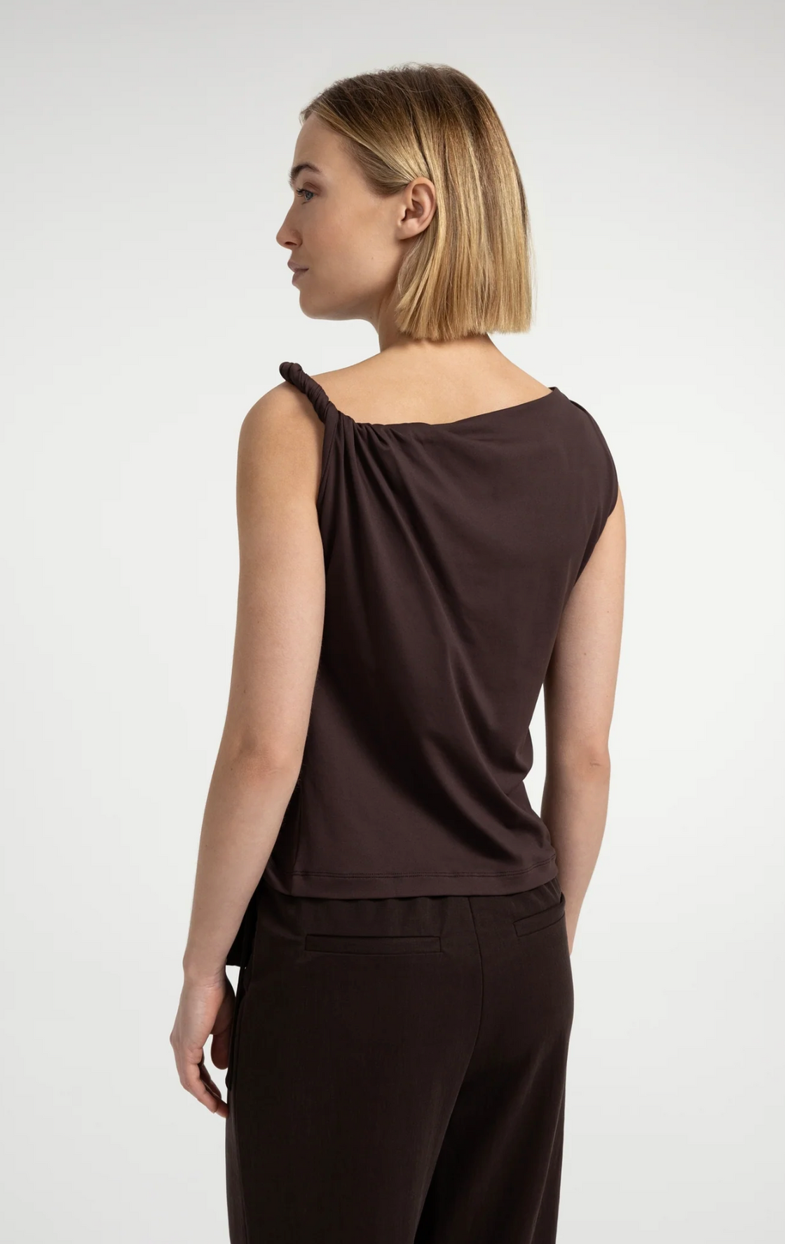 Aubergine Top with Twisted Shoulder