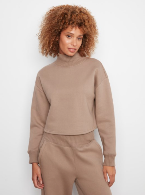 French Terry Mock Neck Sweater