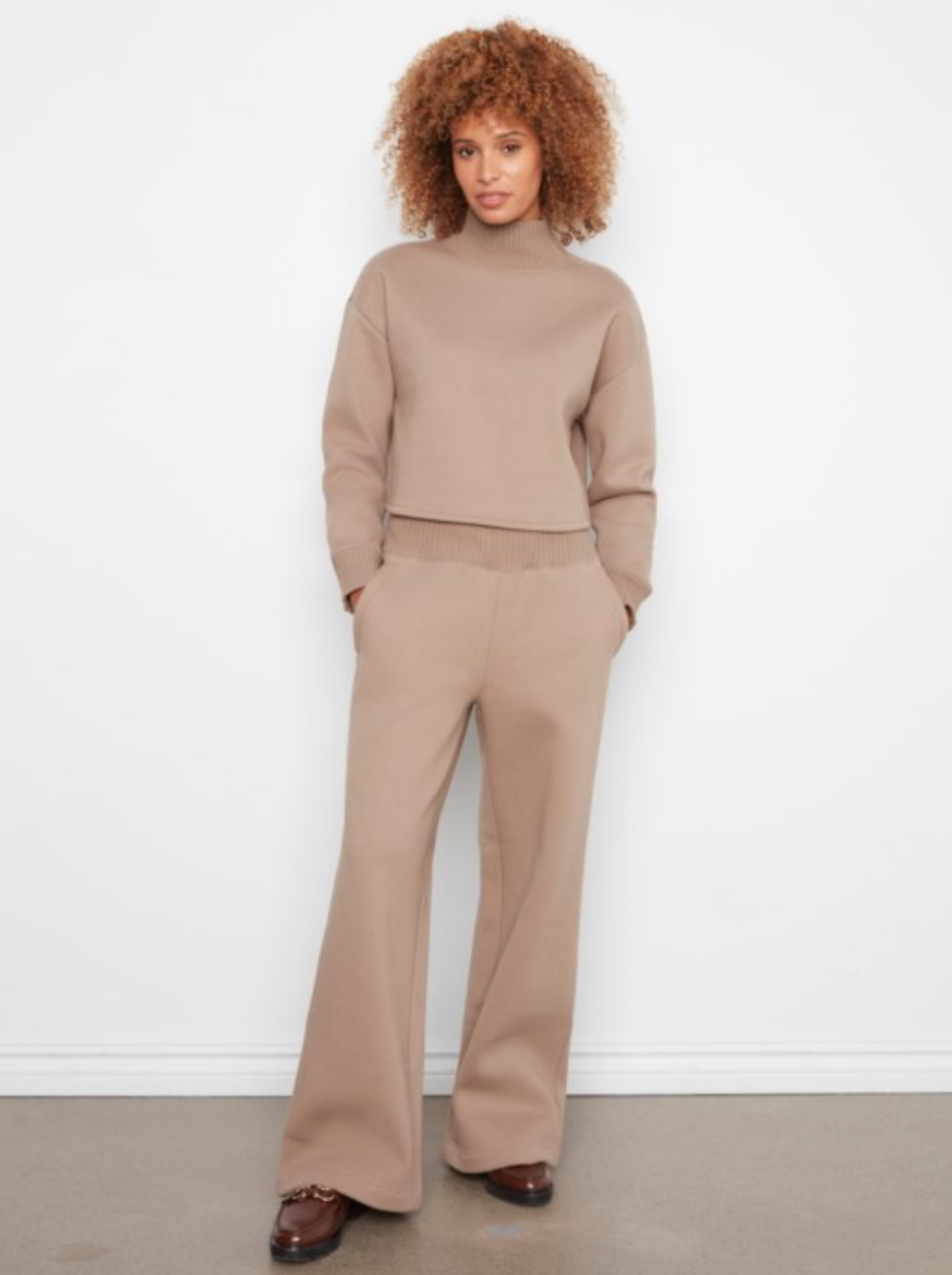 French Terry Mock Neck Sweater