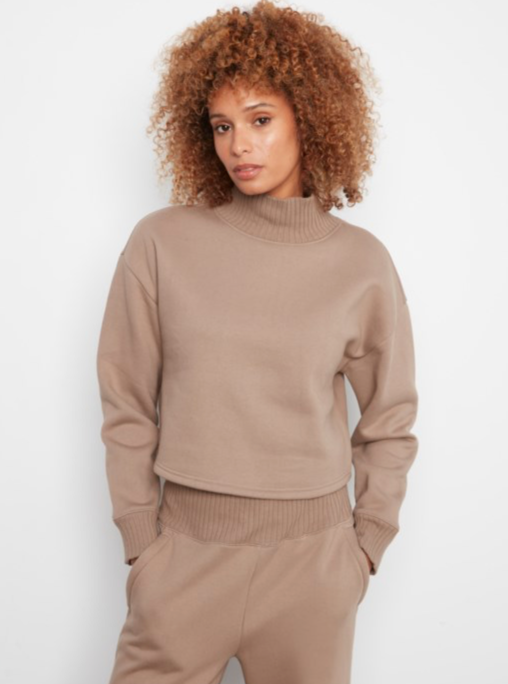French Terry Mock Neck Sweater