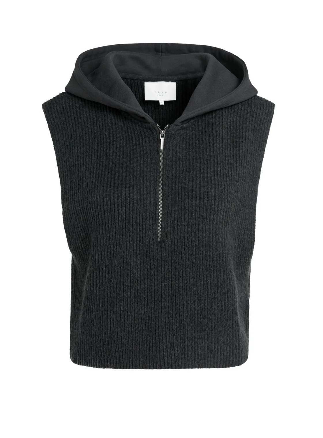 Sleeveless Sweater with Jersey Hoodie