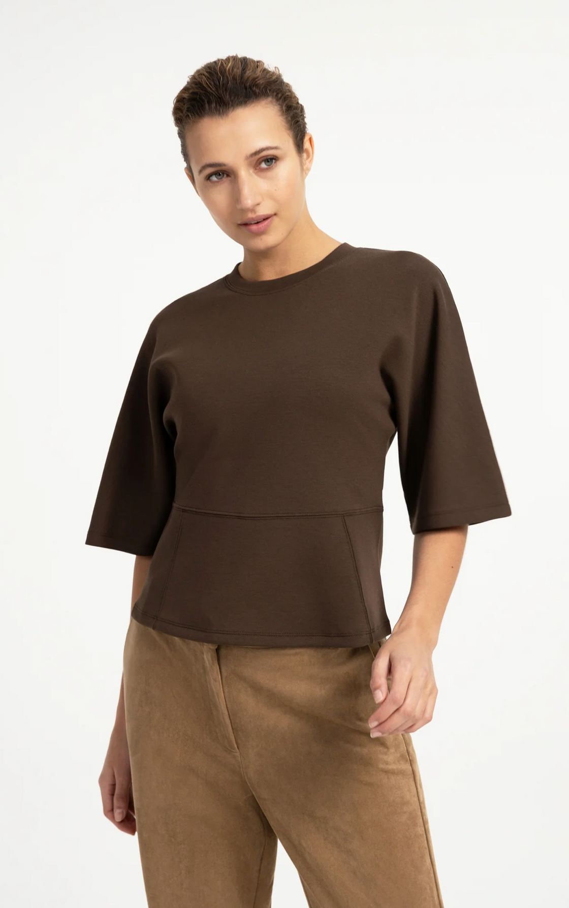 Soft Jersey Top Slate Black Brown