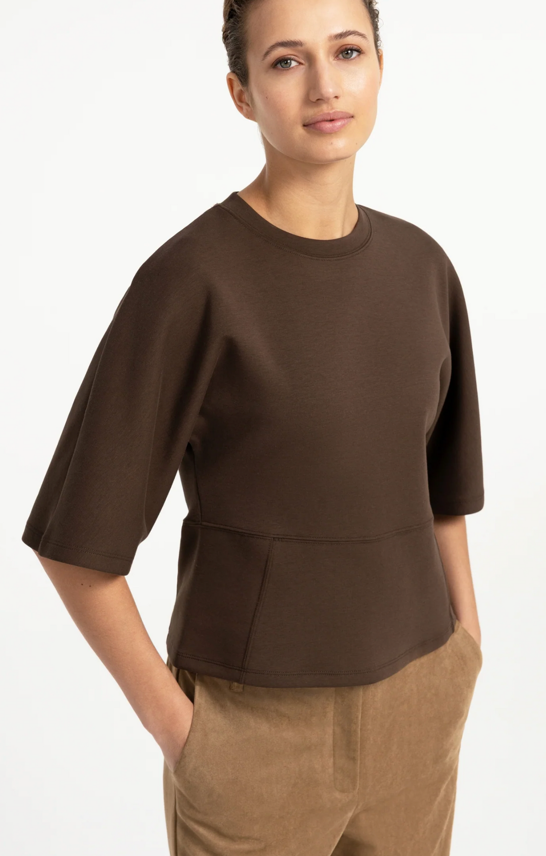 Soft Jersey Top Slate Black Brown