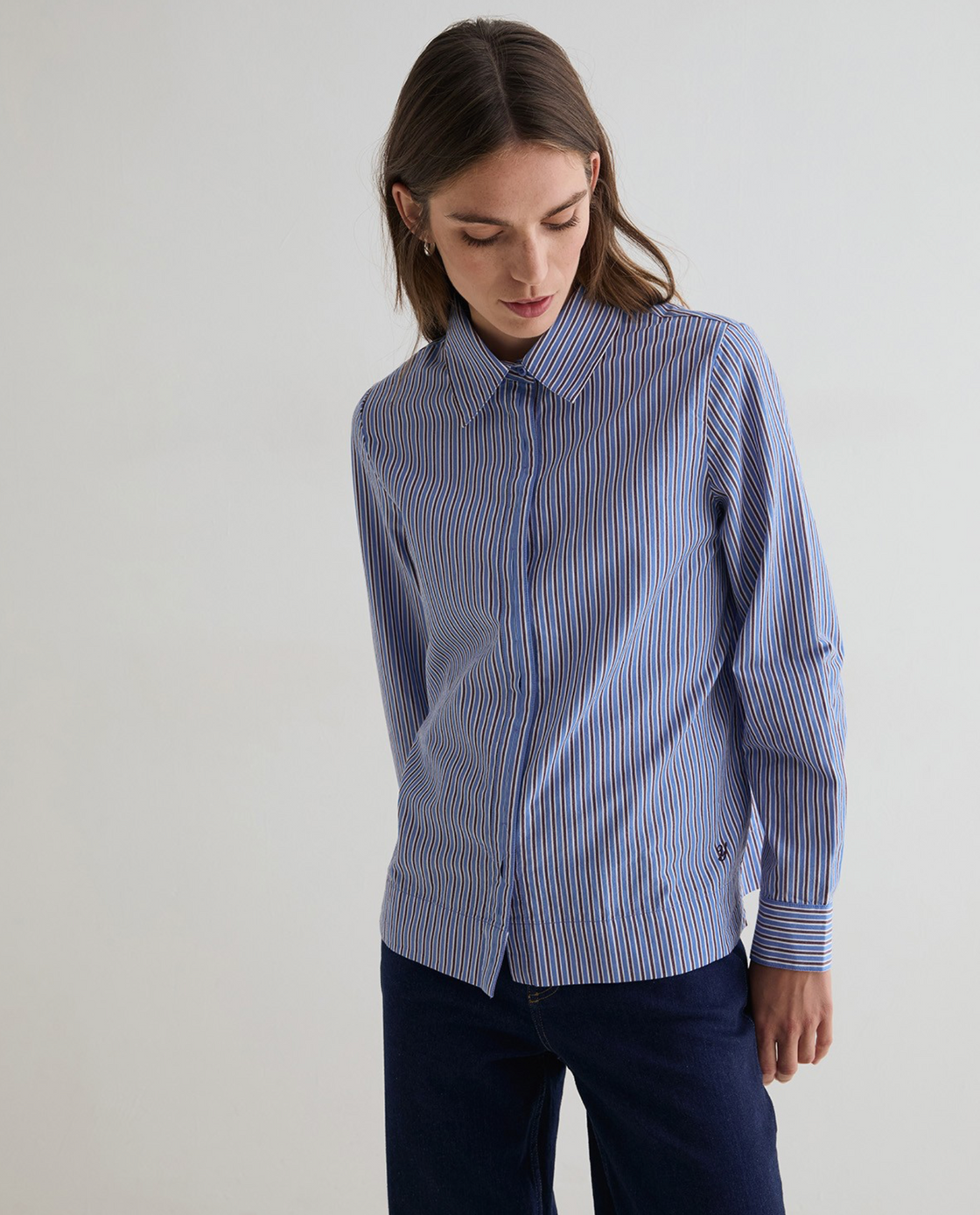 Poplin Blue Stripes Blouse
