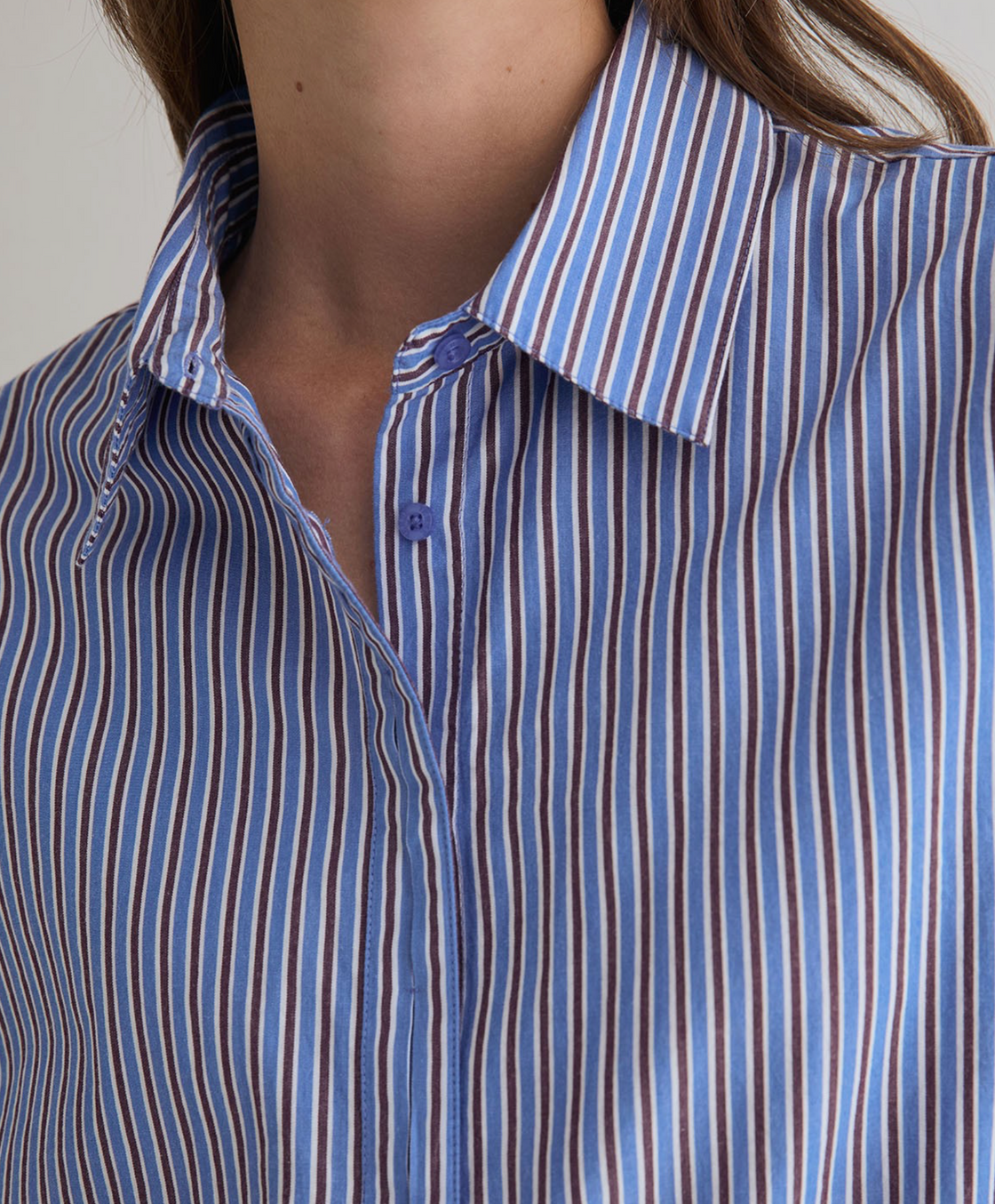 Poplin Blue Stripes Blouse