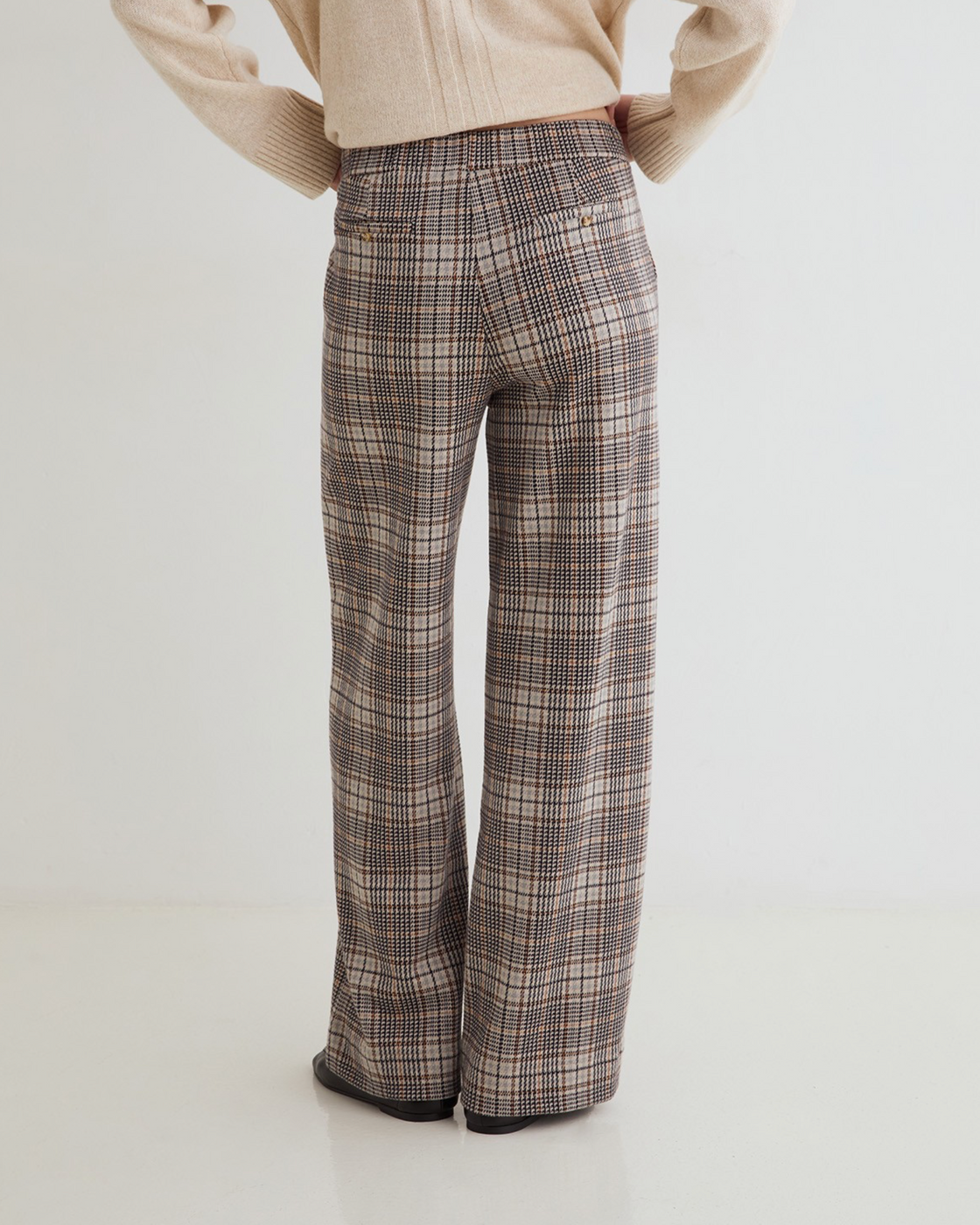 Wide-Leg Check Trousers