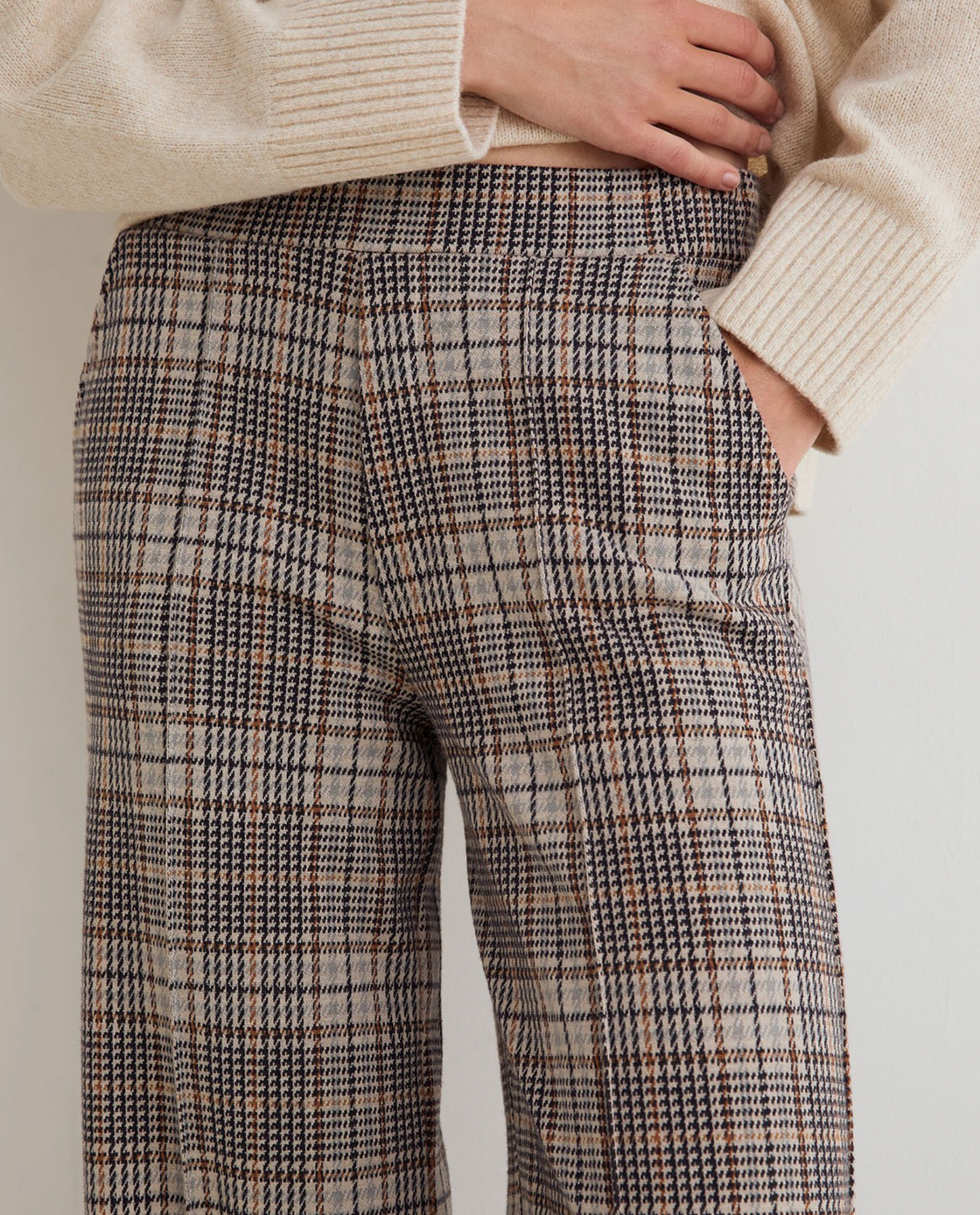 Wide-Leg Check Trousers