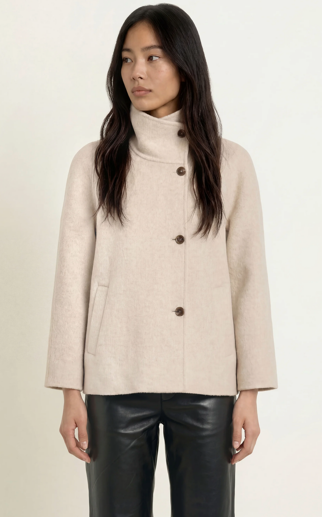 Short Handmade Coat High Neck