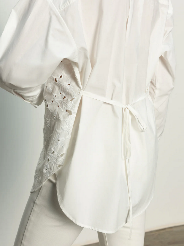 Lace Boyfriend Tie Back Blouse