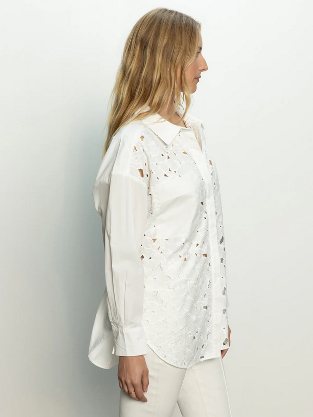 Lace Boyfriend Tie Back Blouse