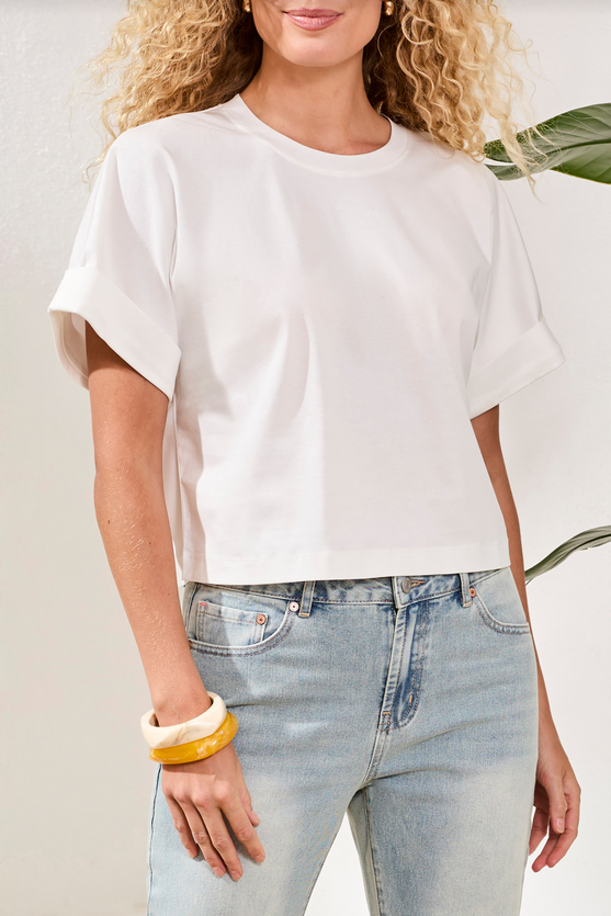 Crew Neck T-Shirt W/ Sleeve Cuff