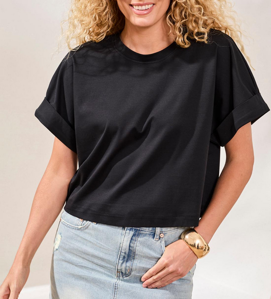 Crew Neck T-Shirt W/ Sleeve Cuff