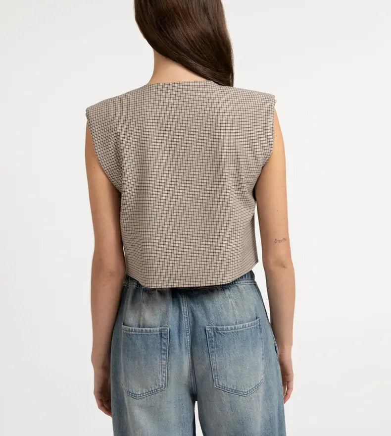 Checked Woven Gilet