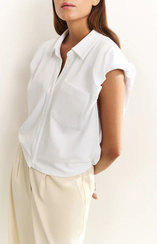 Jersey Button Down Blouse