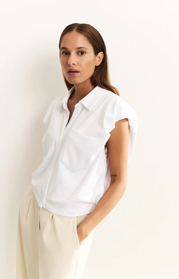 Jersey Button Down Blouse