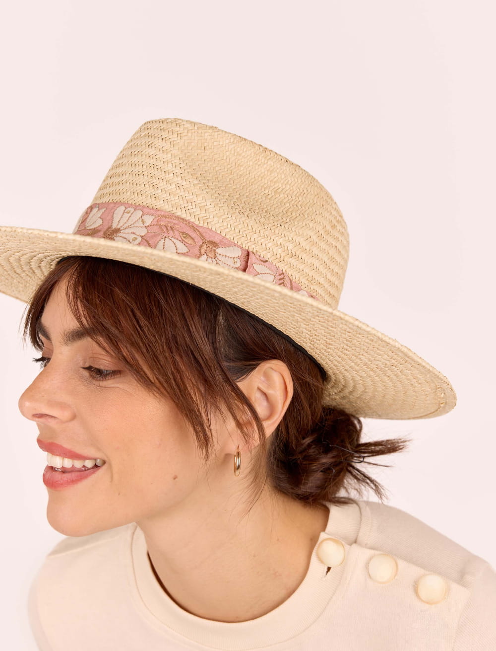 Chapeau Paille Rose Rosalie