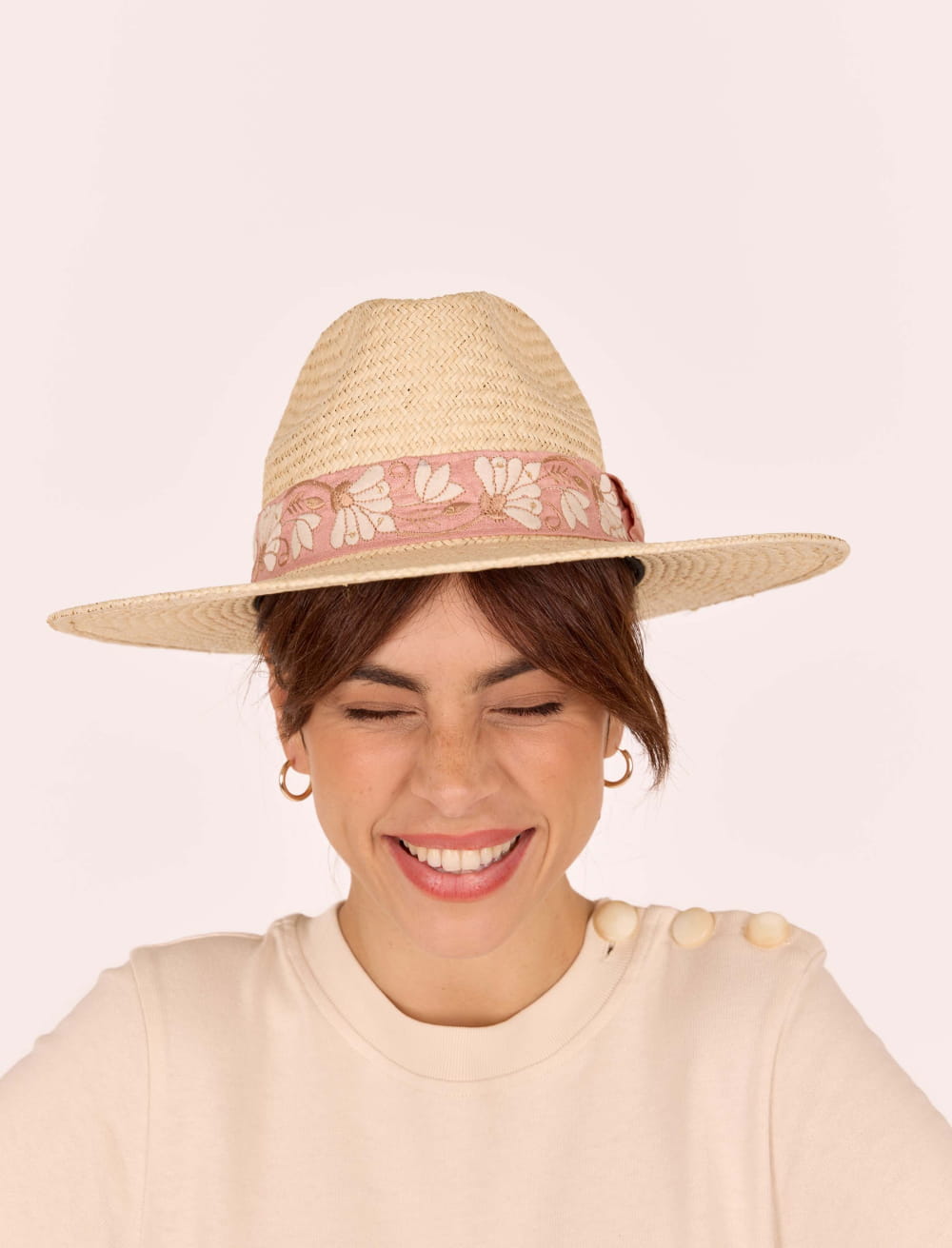 Chapeau Paille Rose Rosalie