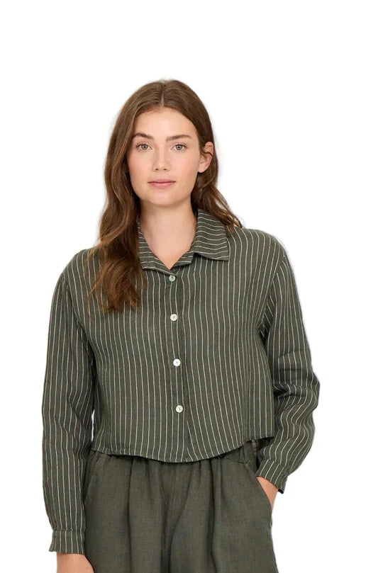 Pinstriped Sleeveless Linen Top