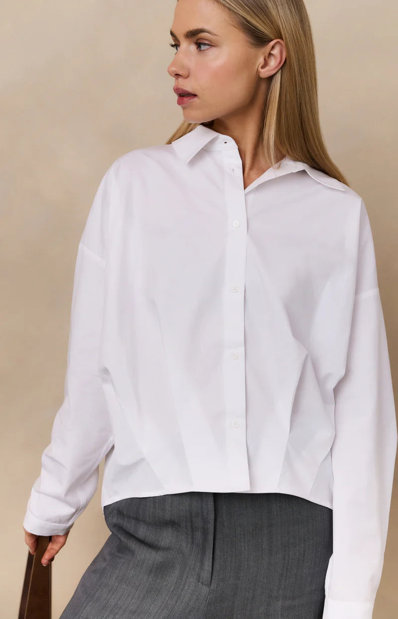 Poplin Blouse with Front Pleat