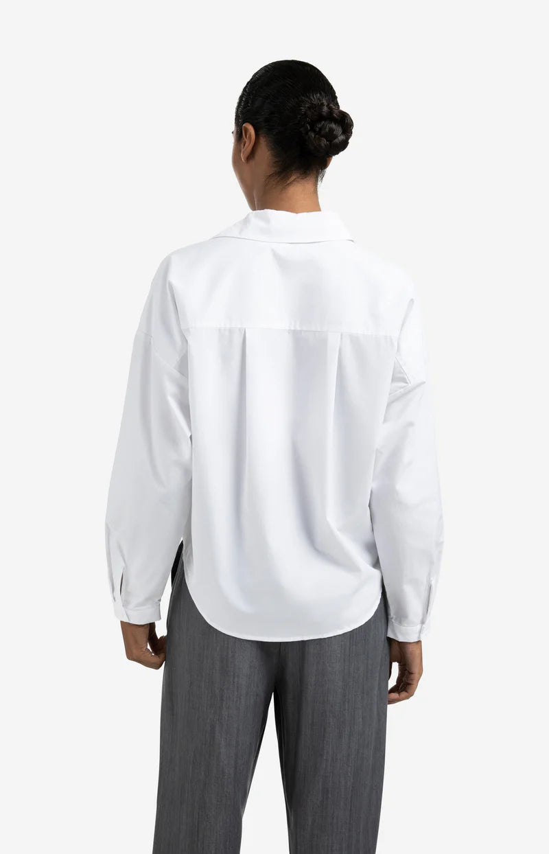 Poplin Blouse with Front Pleat