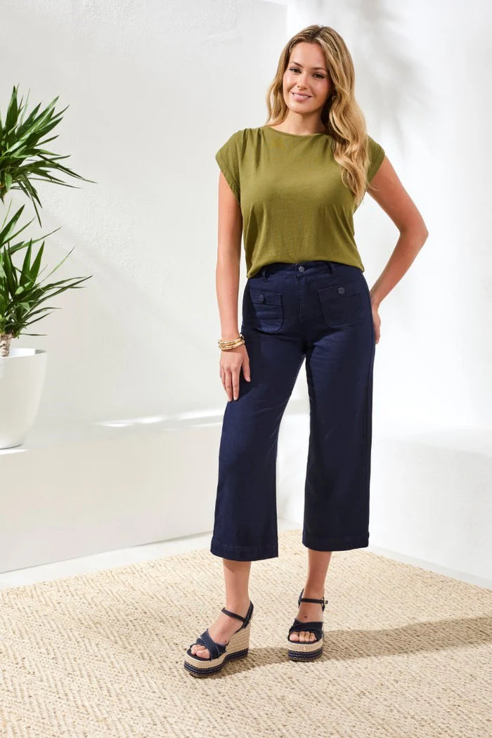 Sophia Hugging Crop Palazzo in Nautical
